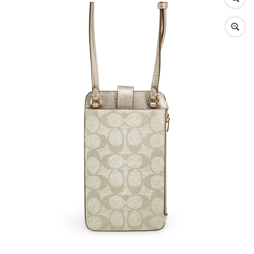 Coach Women's Small Phone Crossbody Bag in Signature Canvas (Champagne Color) - Picture 4 of 4